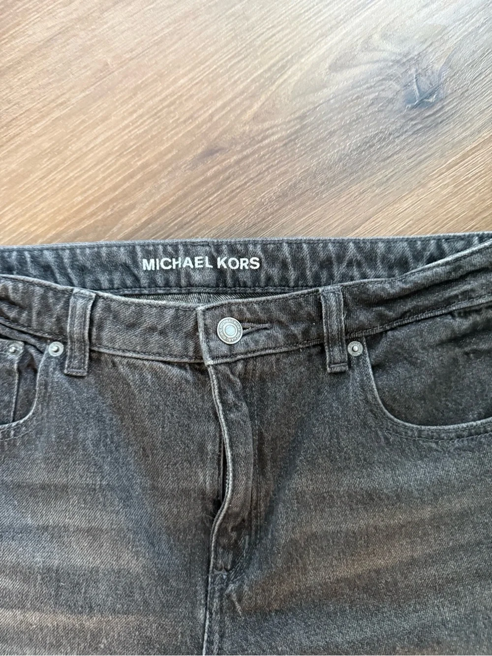 Michael Kors High-Rise Wide-Leg Jeans in Washed Black